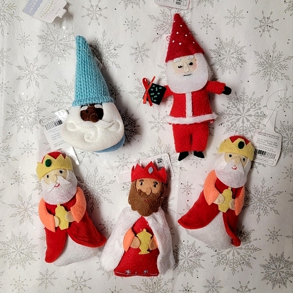 Wondershop Assorted Fabric Christmas Tree Ornaments 3 Wise Men Santa Gnome